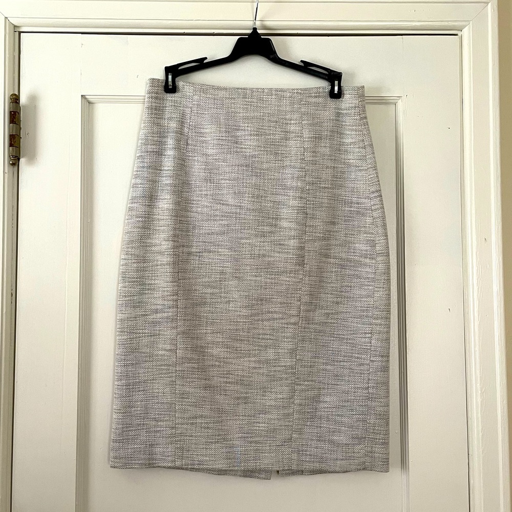 Banana Republic Light Gray Textured Midi Skirt